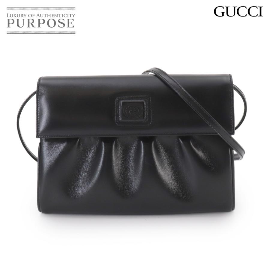 GUCCI（グッチ） 新品同様 ダブルG ショルダー バッグ レザー ブラック 