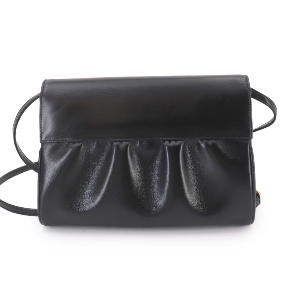 GUCCI（グッチ） 新品同様 ダブルG ショルダー バッグ レザー ブラック 