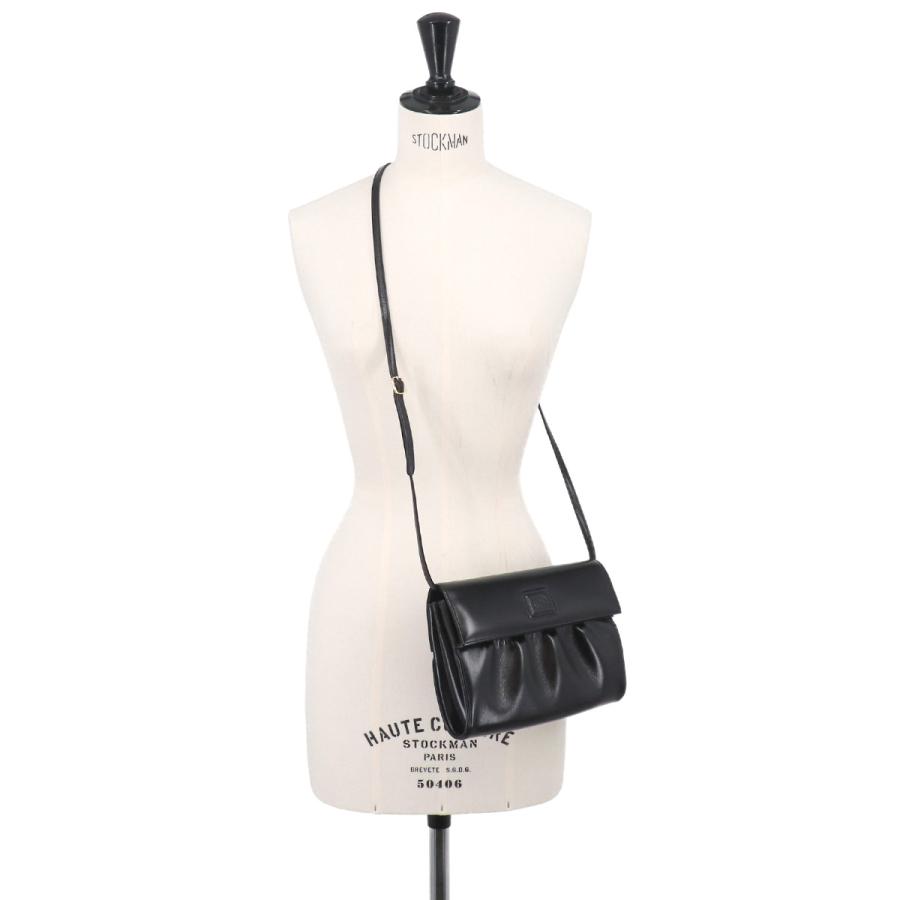 GUCCI（グッチ） 新品同様 ダブルG ショルダー バッグ レザー ブラック