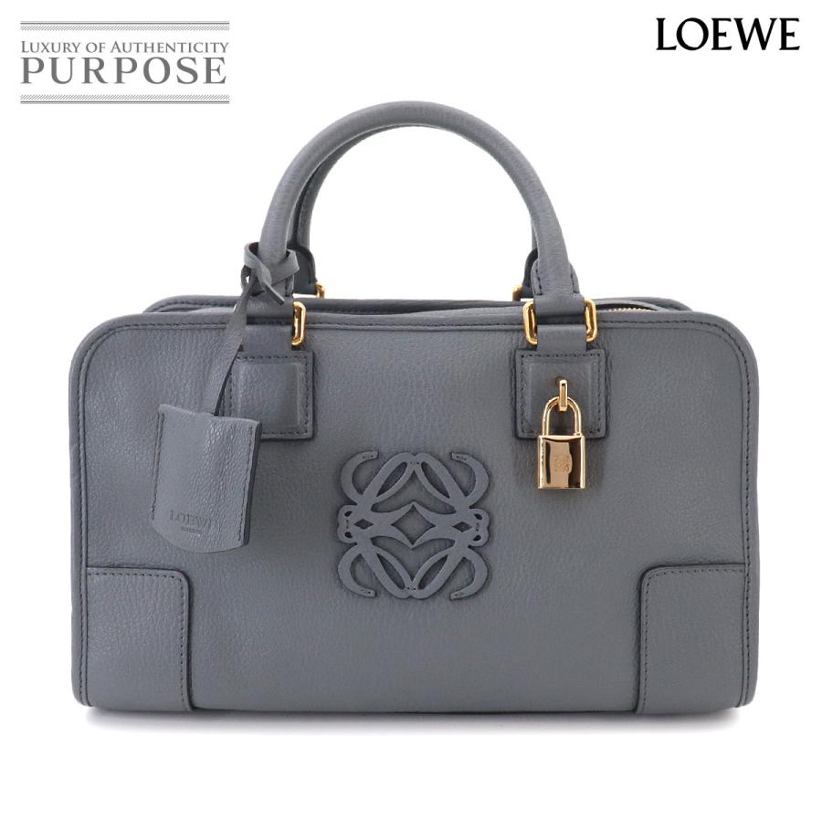 ロエベ アマゾナ 28 ハンドバッグ、グレー ゴートスキンレザー LOEWE（ロエベ） 新品同様 アマソナ 28 ハンド バッグ レザー グレー