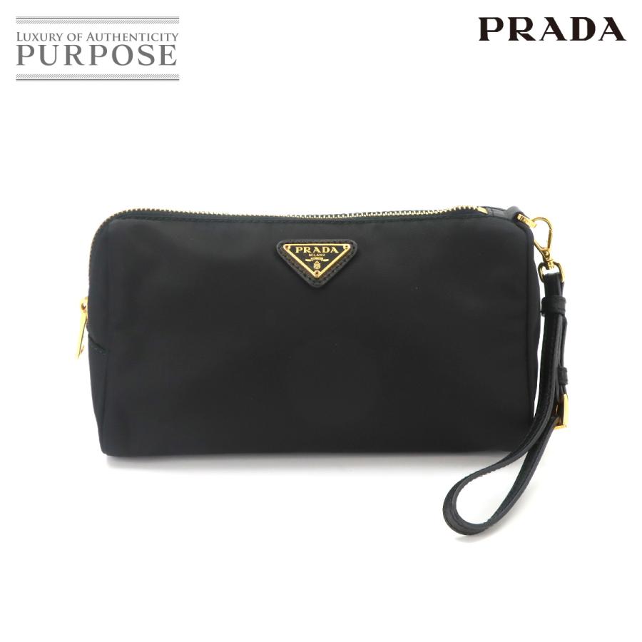 PRADA（プラダ） 新品同様 ポーチ ナイロン サフィアーノレザー