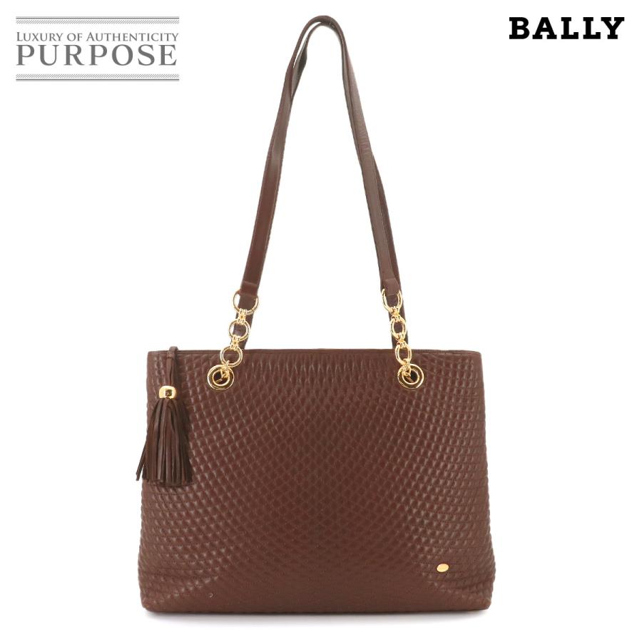 Bally（バリー） 新品同様 チェーン トート バッグ レザー ブラウン 