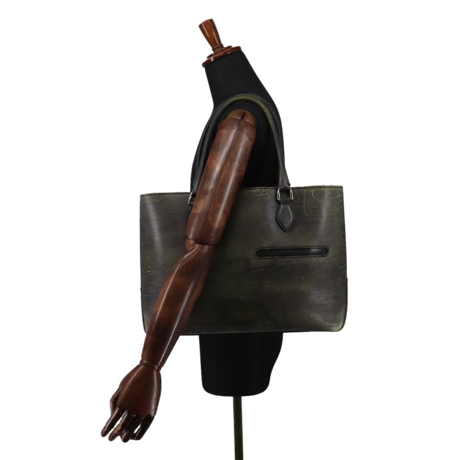 ベルルッティ Berluti カリグラフィ スクリット トゥジュール トート バッグ ヴェネチアレザー グレー シルバー 金具 90332295 Berluti（ベルルッティ） カリグラフィ スクリット トゥジュール