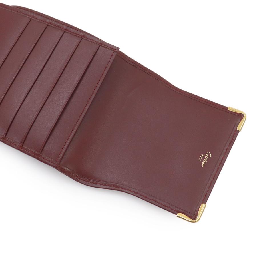 ★Cartier/カルティエ★三つ折り財布 ボルドー ゴールド金具 Cartier（カルティエ） 新品同様 三つ折り 札入れ 財布 レザー