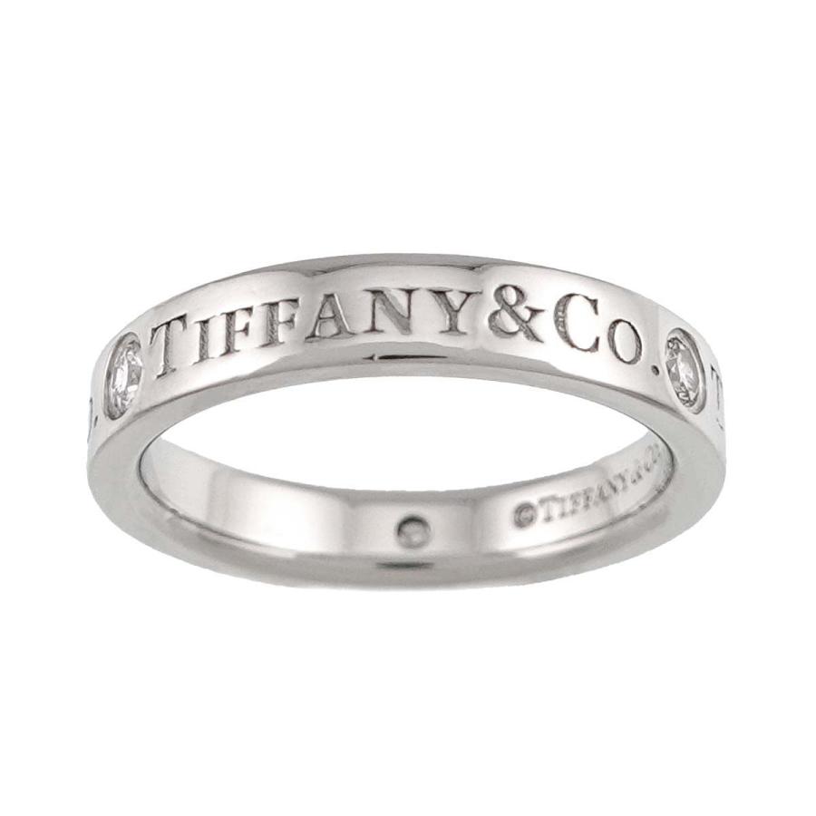 TIFFANY&Co.（ティファニー） ロゴ バンド 3号 リング ダイヤ 3P Pt