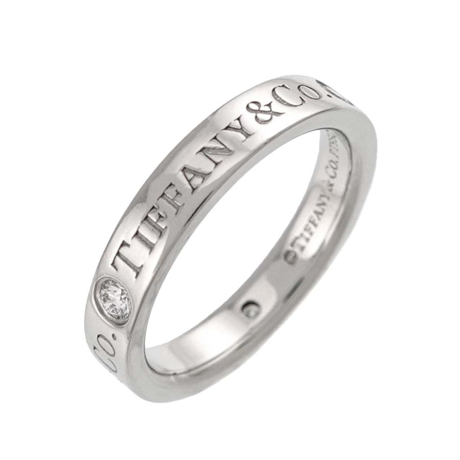 TIFFANY&Co.（ティファニー） ロゴ バンド 3号 リング ダイヤ 3P Pt
