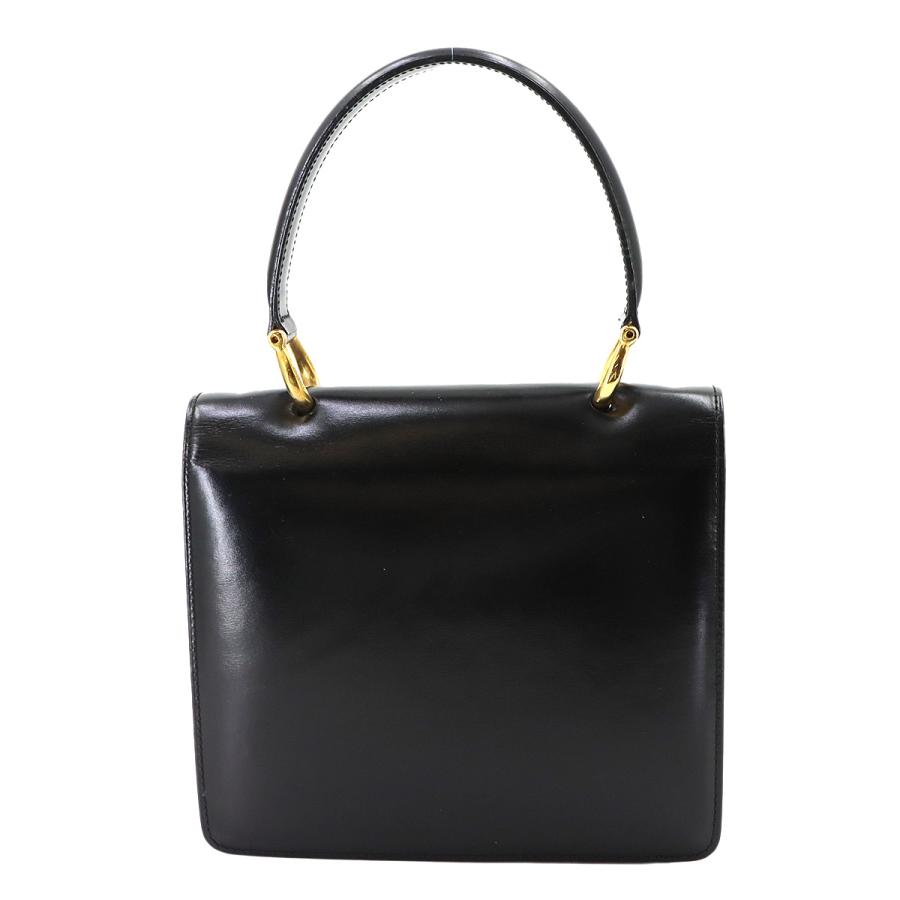 ハンドバッグ　ブラック ゴールド金具 CELINE（セリーヌ） 美品 ダブルフラップ ハンド バッグ レザー