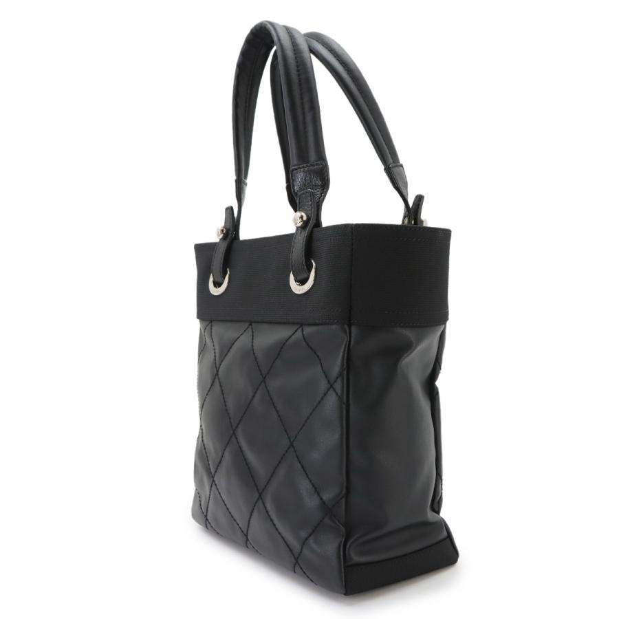 シャネル パリビアリッツ　PM マトラッセ トート ブラック シルバー金具 CHANEL（シャネル） 新品同様 パリビアリッツ PM トート バッグ PVC