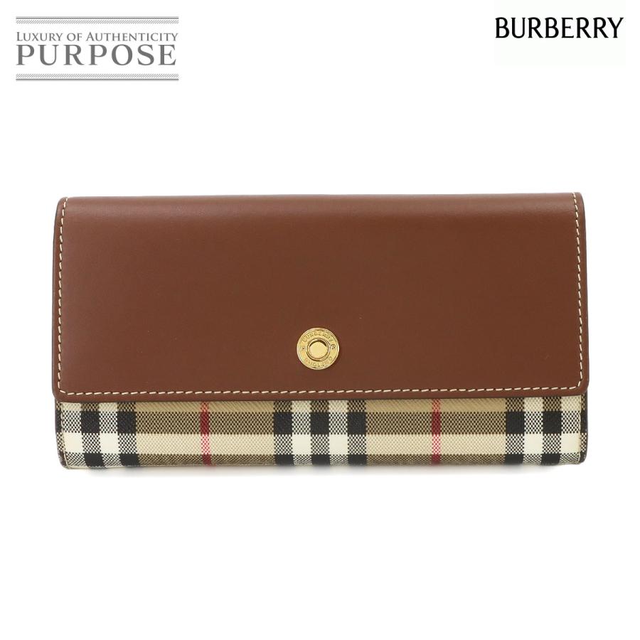 【美品】Burberry バーバリー 長財布 二つ折り レザー ノバチェック BURBERRY（バーバリー） 新品同様 ノバチェック 二つ折り 長財布 PVC