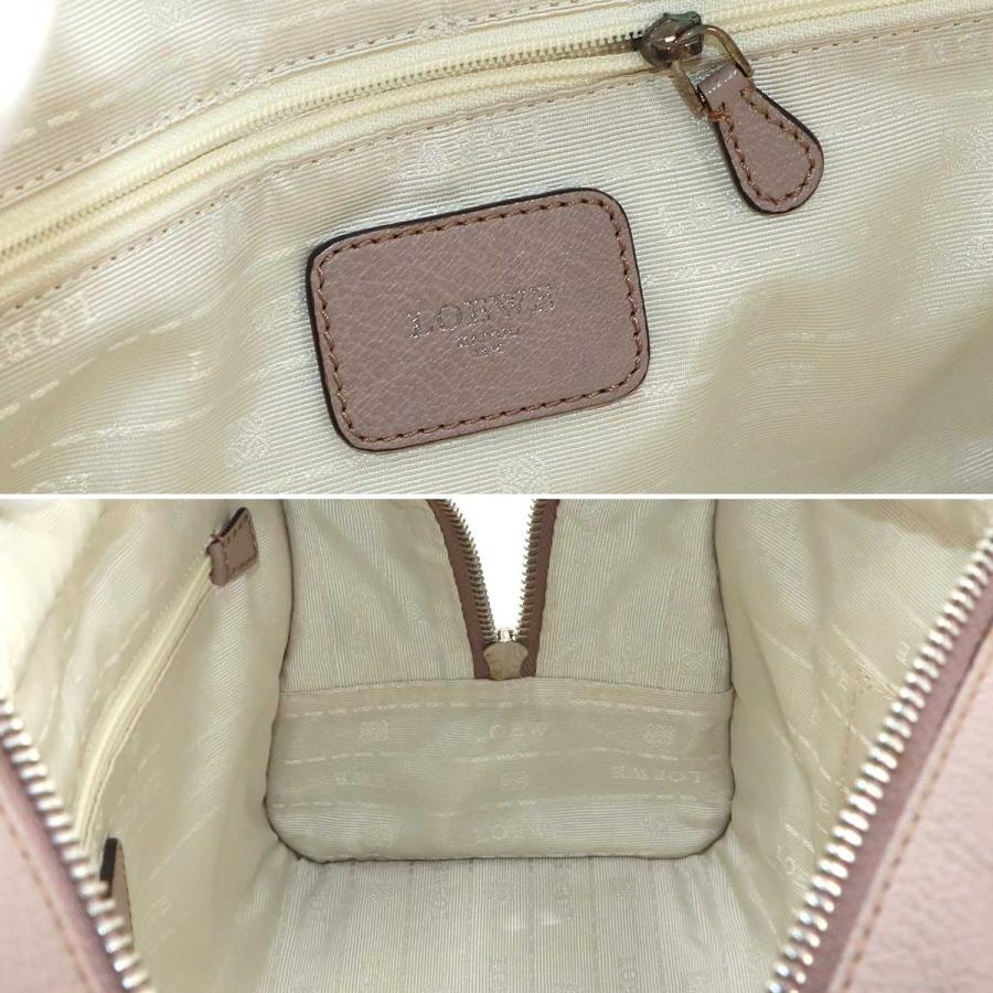 LOEWE（ロエベ） アマソナ 28 ハンド バッグ レザー ベージュ シルバー