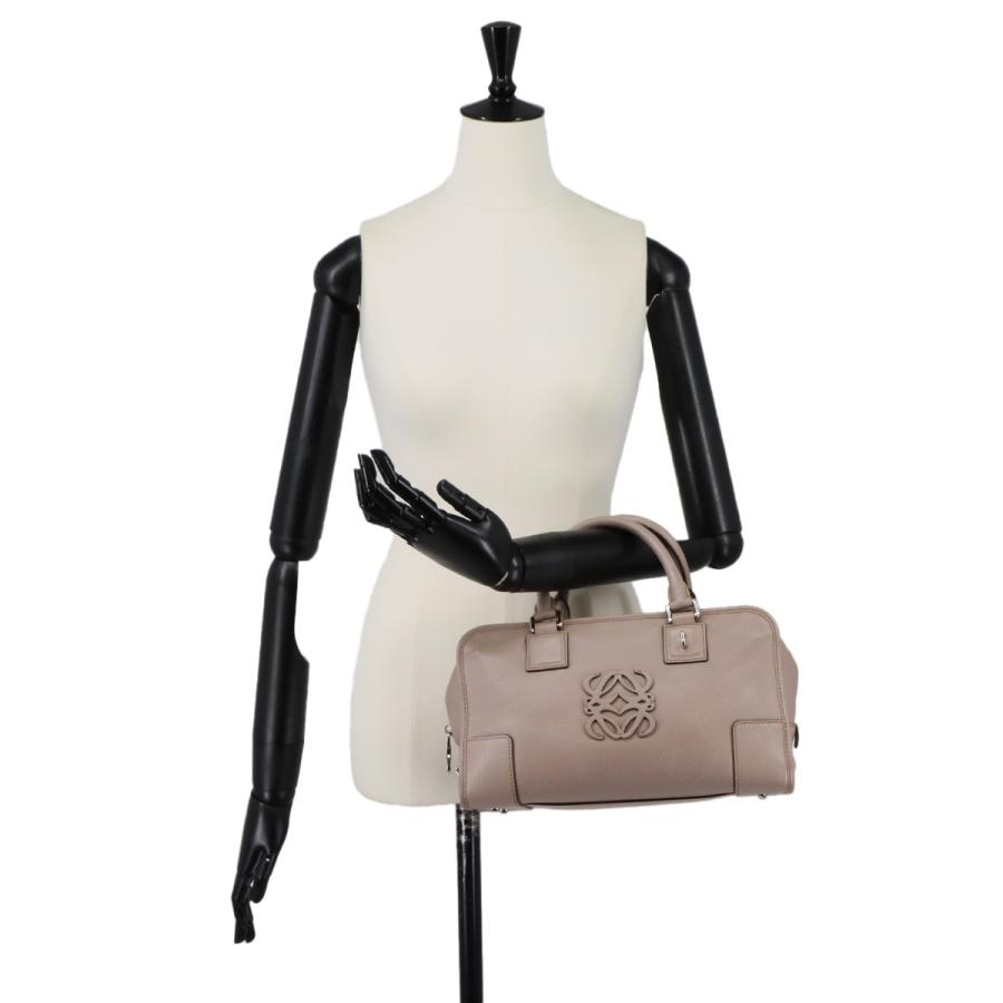 LOEWE（ロエベ） アマソナ 28 ハンド バッグ レザー ベージュ シルバー