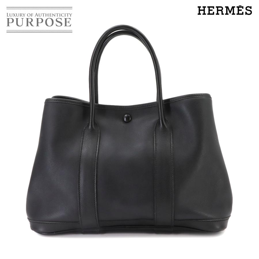 상태좋음 ガーデンツイリー 30 TPM エルメス HERMES トート バッグ スイフト ブラック □I刻印 シルバー 金具 90344730