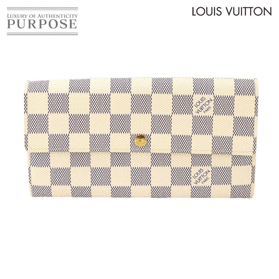 新品同様 ルイ ヴィトン LOUIS VUITTON ダミエ アズール ポルトフォイユ サラ 二つ折り 長財布 N61735 Sarah Wallet 90344766