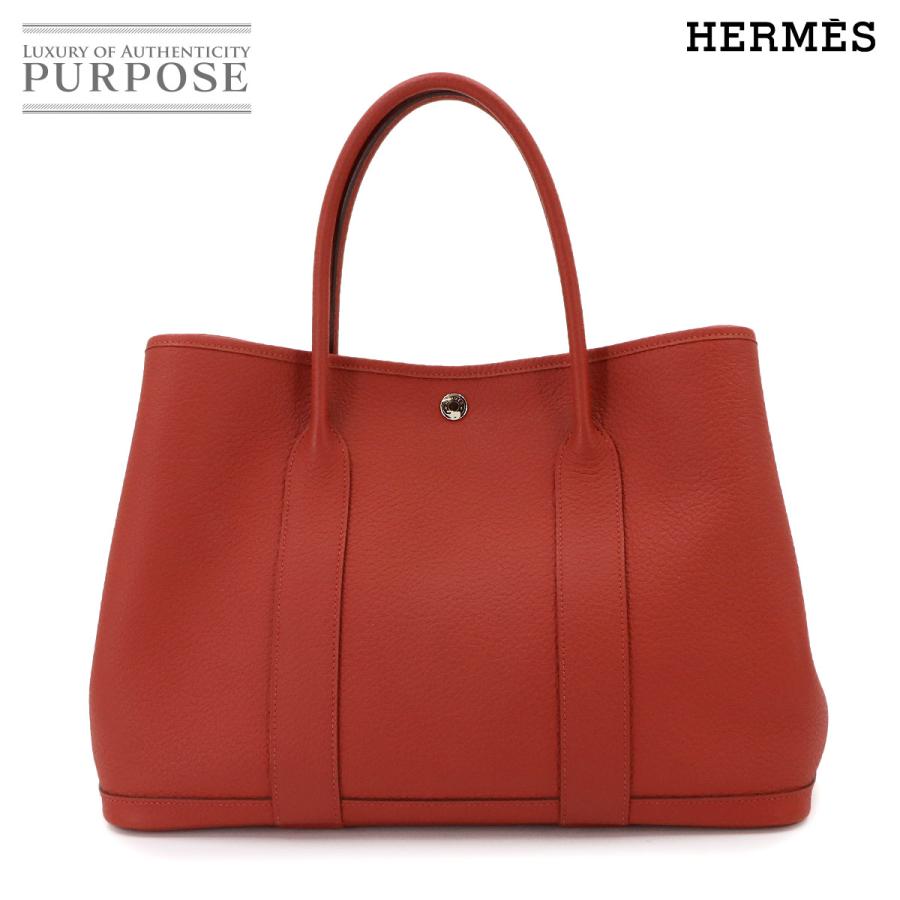 新品同様 ガーデンパーティ PM 36 スティープル エルメス HERMES トート バッグ カントリー ルージュデュセス カドリージュ X刻印 90347031