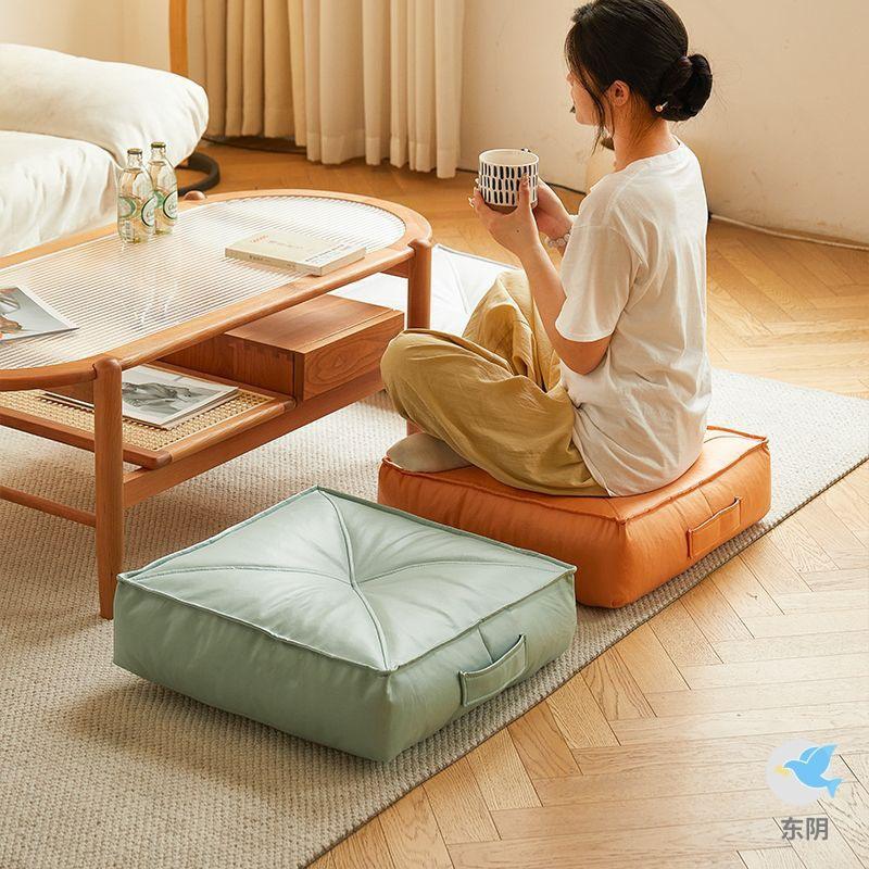 クッション 正方形 四角 極厚 ふわふわ 低反発クッション レザー 合皮
