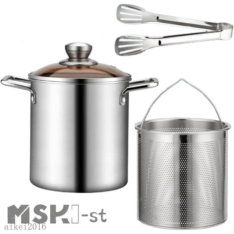 パスタ鍋20cm3L深型パスタ鍋煮物304ステンレス構造ガラス鍋蓋付