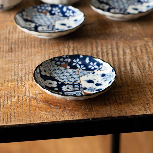 美濃焼 藍友禅 菊形12cm小皿 日本製 : カフェ食器のプチスーベニア