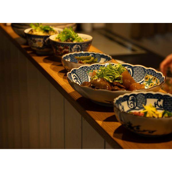 美濃焼 Mmode マルサン近藤 藍染小紋アイゾメコモン 深皿(21cm)青格子