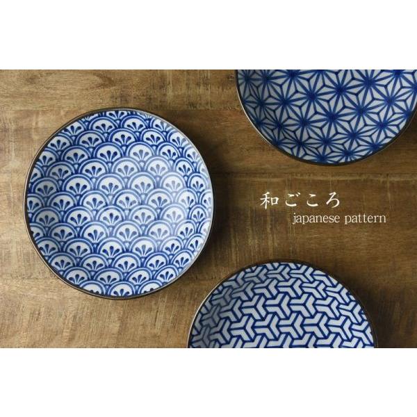 美濃焼 和ごころ 24.5cm丸皿 三角紋 日本の伝統模様 日本製 : カフェ