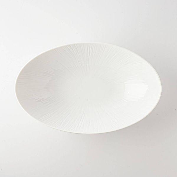 美濃焼 深山(miyama.) creaseクリース 25cm楕円カレー皿 白磁 日本製