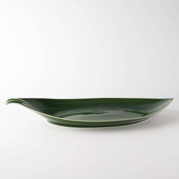 美濃焼 深山(miyama.) 葉っぱのカレー皿 盛り皿 グリーン leafy 48cm