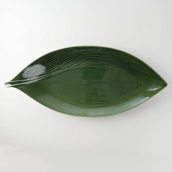 美濃焼 深山(miyama.) 葉っぱのカレー皿 盛り皿 グリーン leafy 48cm
