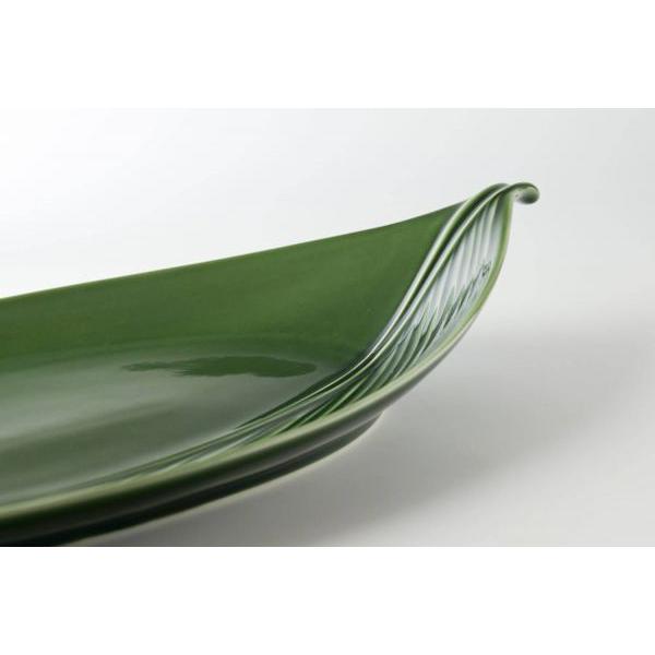 美濃焼 深山(miyama.) 葉っぱのカレー皿 盛り皿 グリーン leafy 48cm