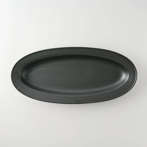 英国製 黒壺  Turnberry 淡い格子模様❁ディナー大皿 19cmフラット二重高台皿 黒サビ絞り