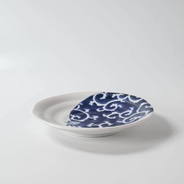 美濃焼 猫 シチタ ソメネコ 16.5cm皿 唐草 日本伝統模様 日本製