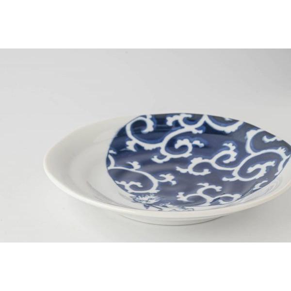 美濃焼 猫 シチタ ソメネコ 16.5cm皿 唐草 日本伝統模様 日本製