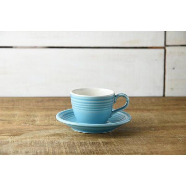 美濃焼 レトロフープ ターコイズブルー コーヒーカップ&ソーサー 日本 