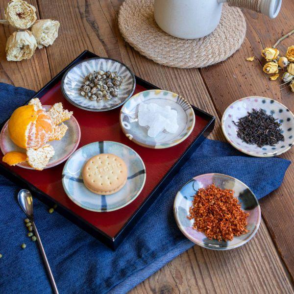 美濃焼 ブラッシュカラー small plate 手ぬぐい豆絞 9 cm　　日本製 |  | 07