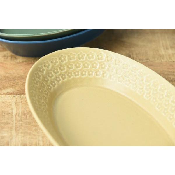 美濃焼 プレス・ド・フラワー  26.5cmオーバルベーカー マットベージュ　　日本製 |  | 03