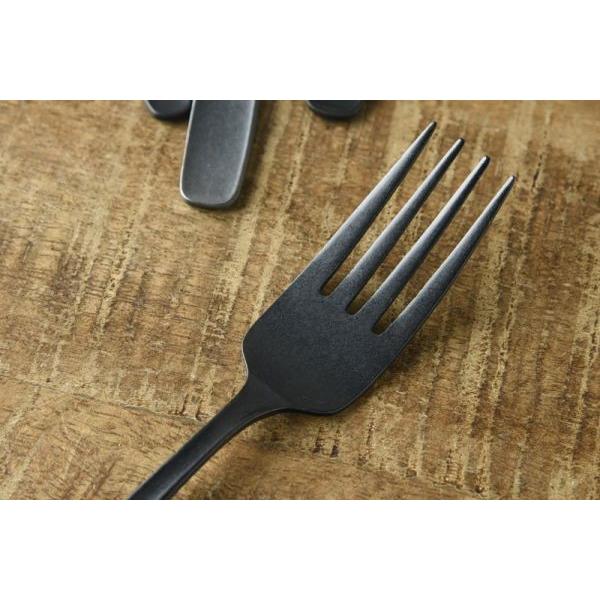 燕三条 ラヴァストーン マットブラックカトラリー デザートフォーク(ダメージ加工)　　日本製 |  | 03