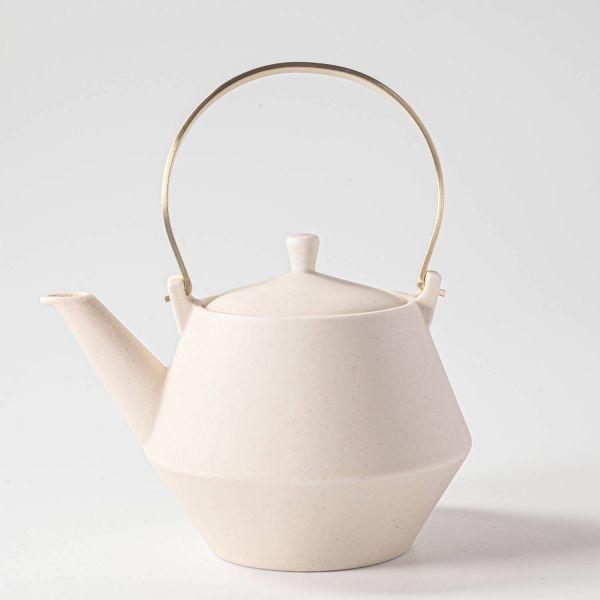 美濃焼 晋山窯ヤマツ Frustum ミニ土瓶 素焼釉 (真鍮ツル) C1 日本製 