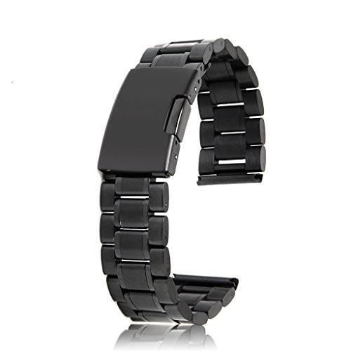 腕時計 ベルト 20mm 直カン式  ブラック ステンレス製 交換ベルト 腕時計ベルト 時計バンド｜putikadenichiba
