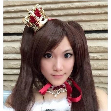 王冠 ミニ サイズ クリップ タイプ リボン 付 コスプレ ゴス ロリ パーティー の 主役 に (金×赤)｜putikadenichiba｜02