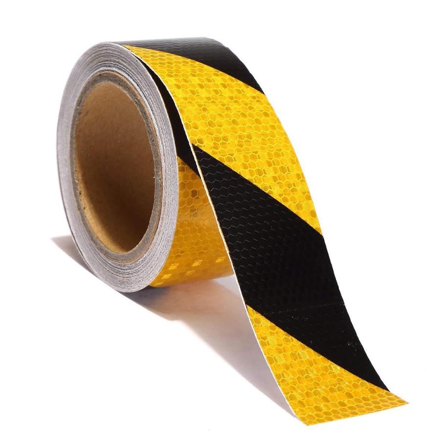 警告テープ 反射トラテープ 反射警告テープ 安全表示テープ 引出物 高輝度 車用ステッカー 黄色 10m 在庫一掃 5cm 黒 危険表示 斜めトラ