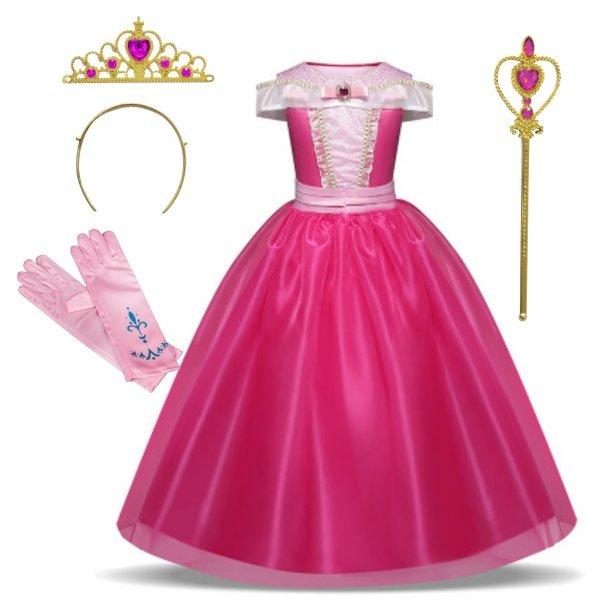 通信販売 プリンセス ドレス 子供用 豪華5点セット ピンク 安い オーロラ姫風