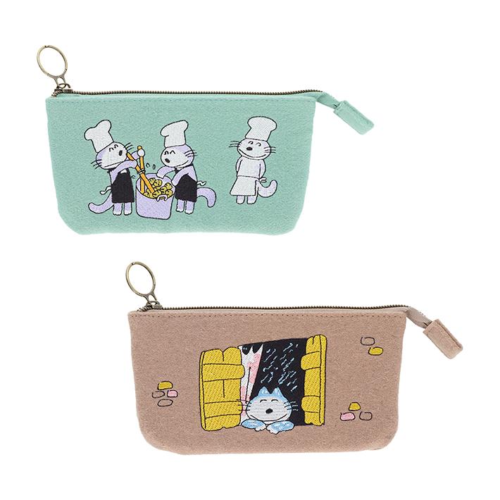 11ぴきのねこ 刺繍ポーチ 2柄 [M便 1/2] : おなまえ工房 - 通販
