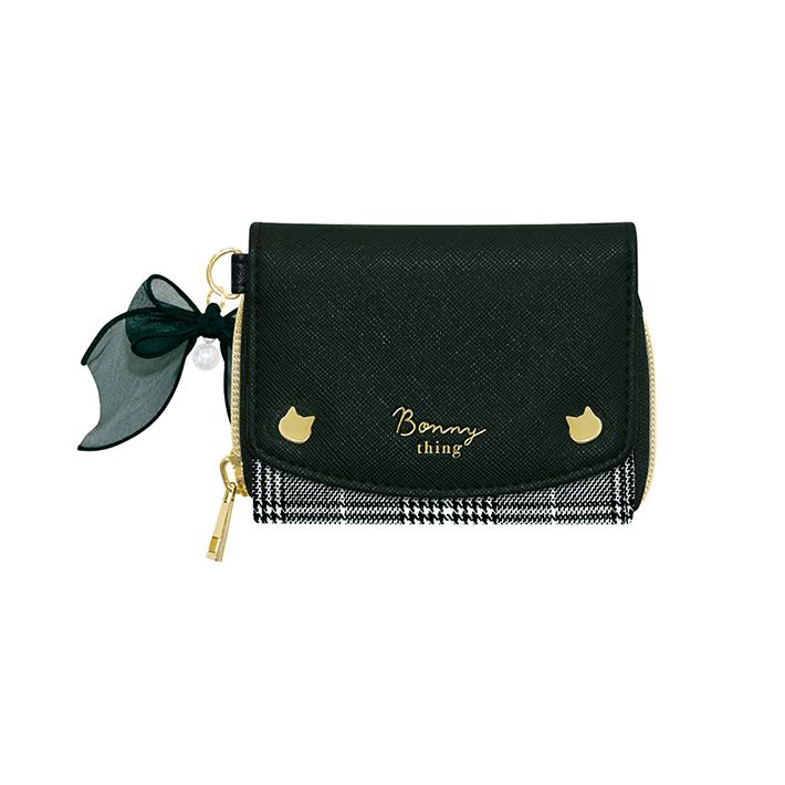 黒猫　38 CRUX（クラックス） 三つ折り財布 ネコスタッズ ブラック 116936 [M便