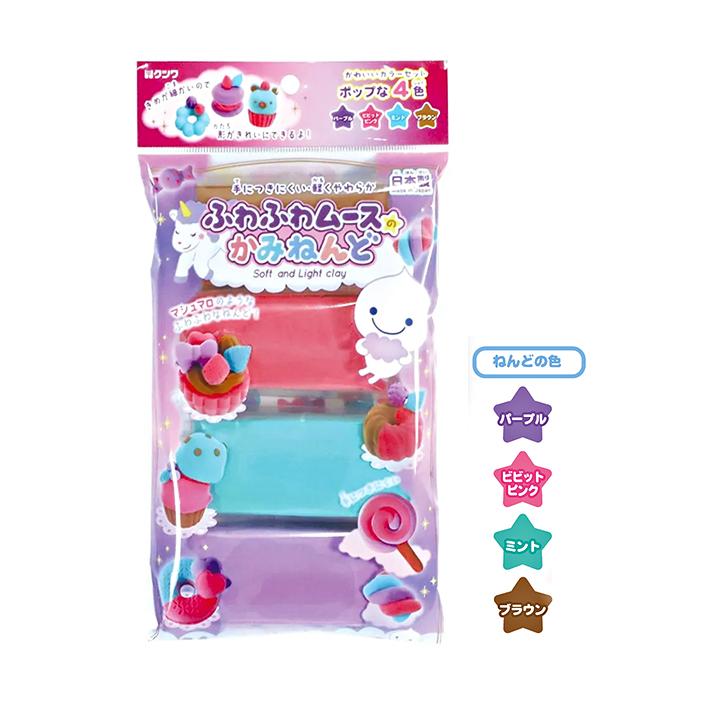 クツワ（KUTSUWA） ムースのかみねんど ポップ4色 PT220 新入学文具 [M