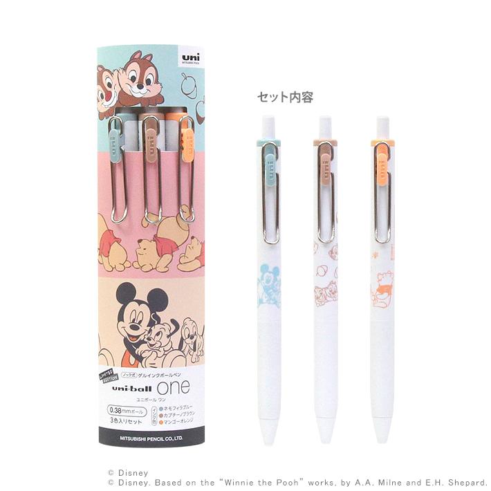 Disney（ディズニー） 三菱鉛筆 ユニボールワン 0.38mm 3色セット UMN