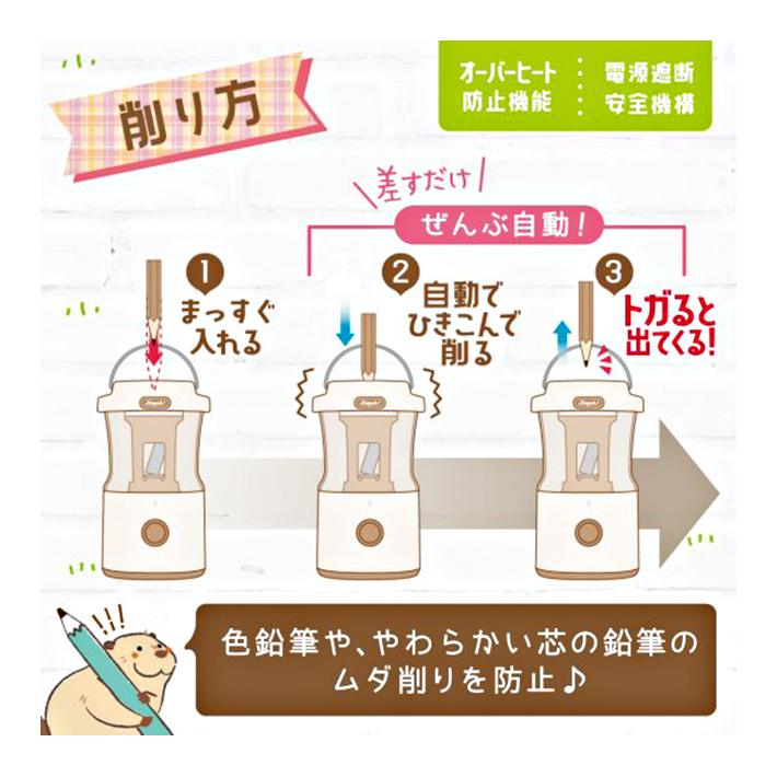 ソニック　リビガク　充電式トガリターン　芯先調整付　トガると出てくる全自動鉛筆削り　ブルー柄　LVH-7005-B｜putilulu｜03