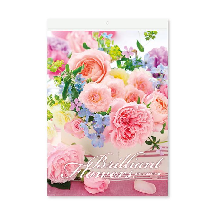 新日本カレンダー 2026年 壁掛けカレンダー Brilliant Flowers NK4050