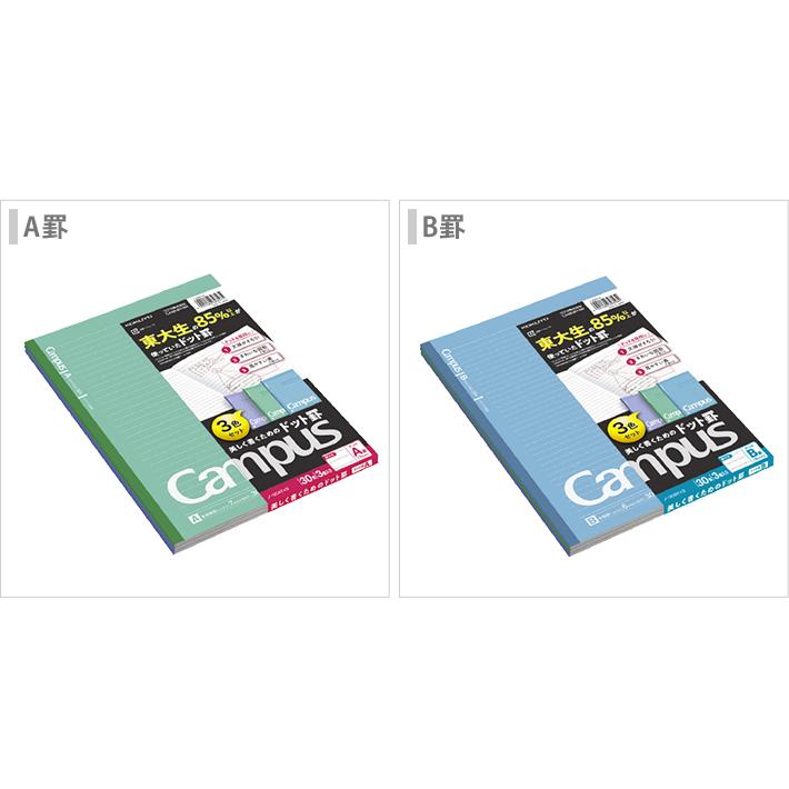 KOKUYO（コクヨ） キャンパスノート ドット入り B5 3冊セット A罫/B罫