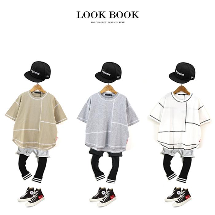 SHISKY キッズ Tシャツ BIGサイズ 無地 ステッチ 切り替え T SHISKY キッズ Tシャツ BIGサイズ 無地 ステッチ 切り替え T