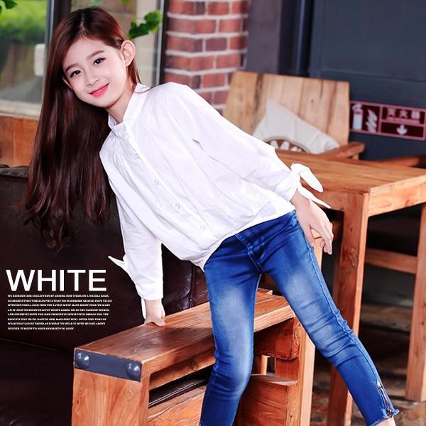 子供服 キッズ シャツ スタンドカラー 長袖ブラウス 袖リボン ストライプ 長袖シャツ 女の子 お洒落 可愛い ガールズ 女児 ジュニア 韓国こども服 Dc 284 Putimomo 通販 Yahoo ショッピング