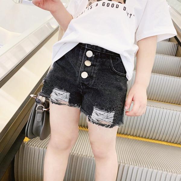 SHISKY 子供服 キッズ ハーフパンツ ダメージ加工 デニムショート