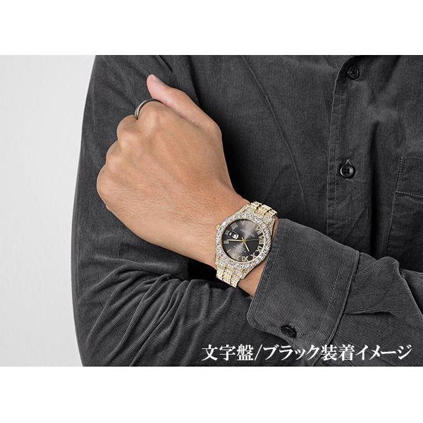 メンズ腕時計 高級デザイン 無数のストーン ゴージャス腕時計 ゴールド